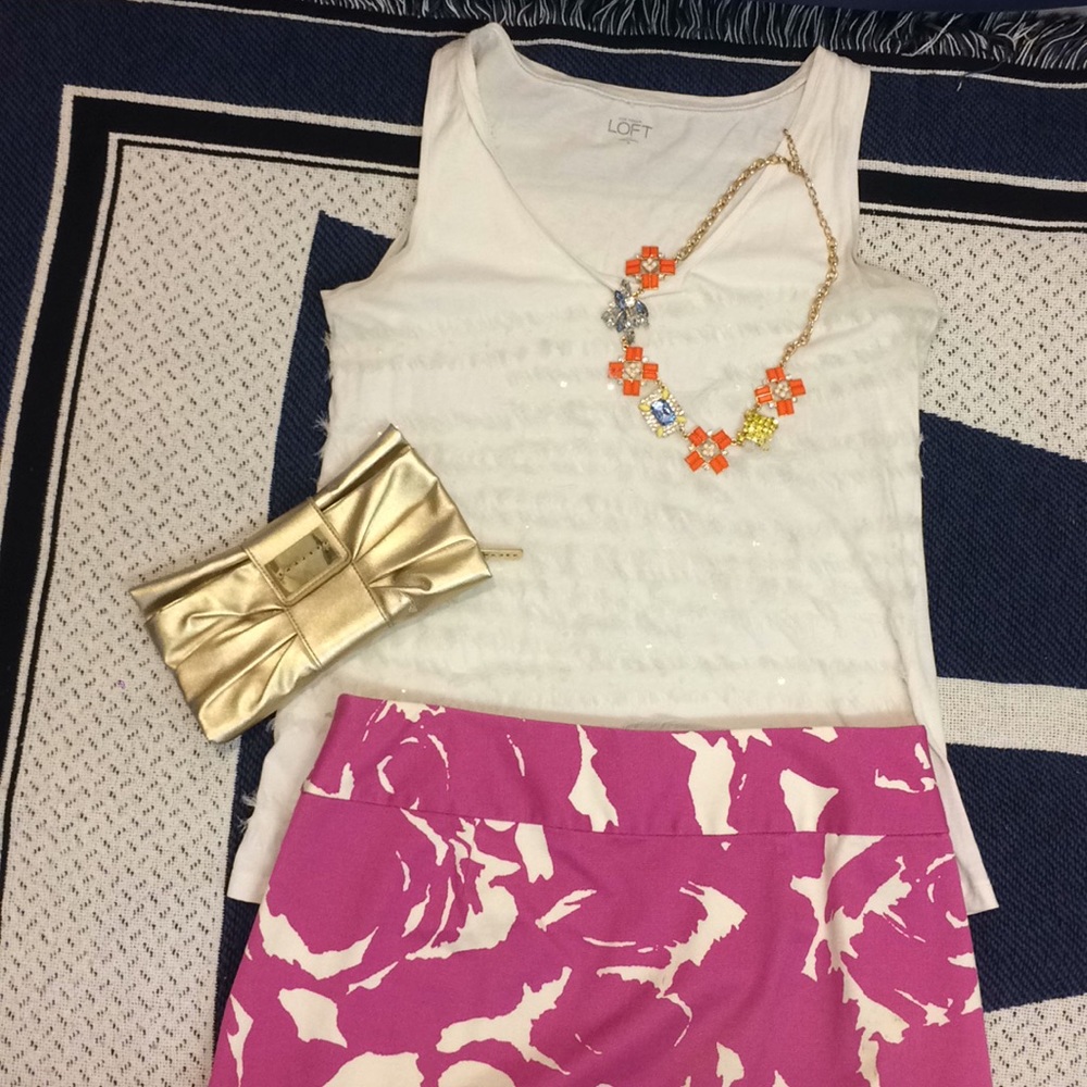 LOFT White Feather Tank Sz S